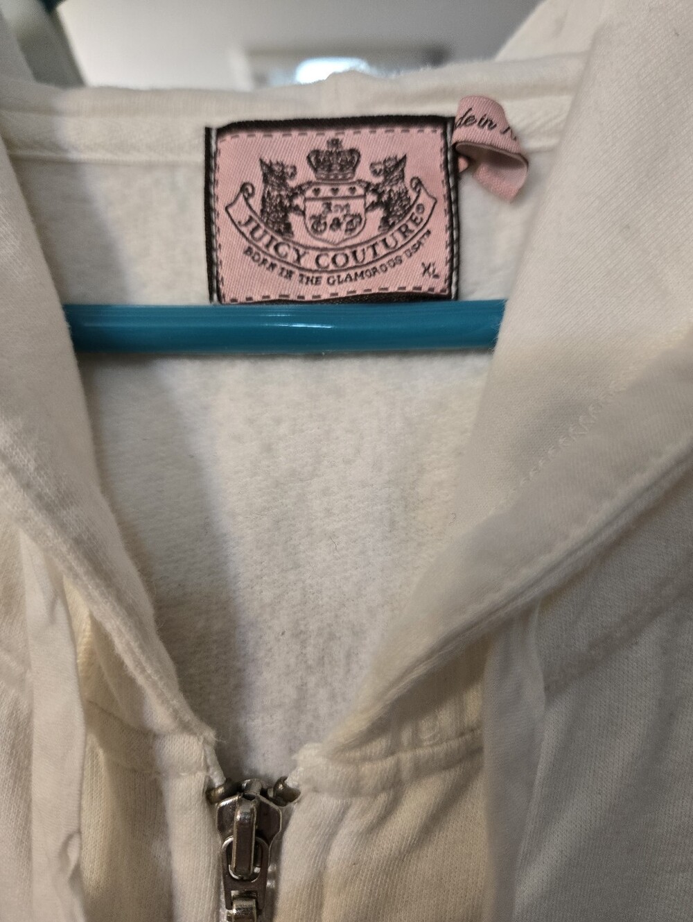 Juicy Couture Cream Hooded Zip-Up Sweatshirt - Picture 4 of 4
